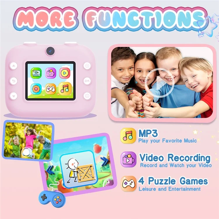 M8 2,4-zoll-ips-bildschirm Dual Lens Kids Drucken Kamera Instant Thermal-fotodrucker - Blau