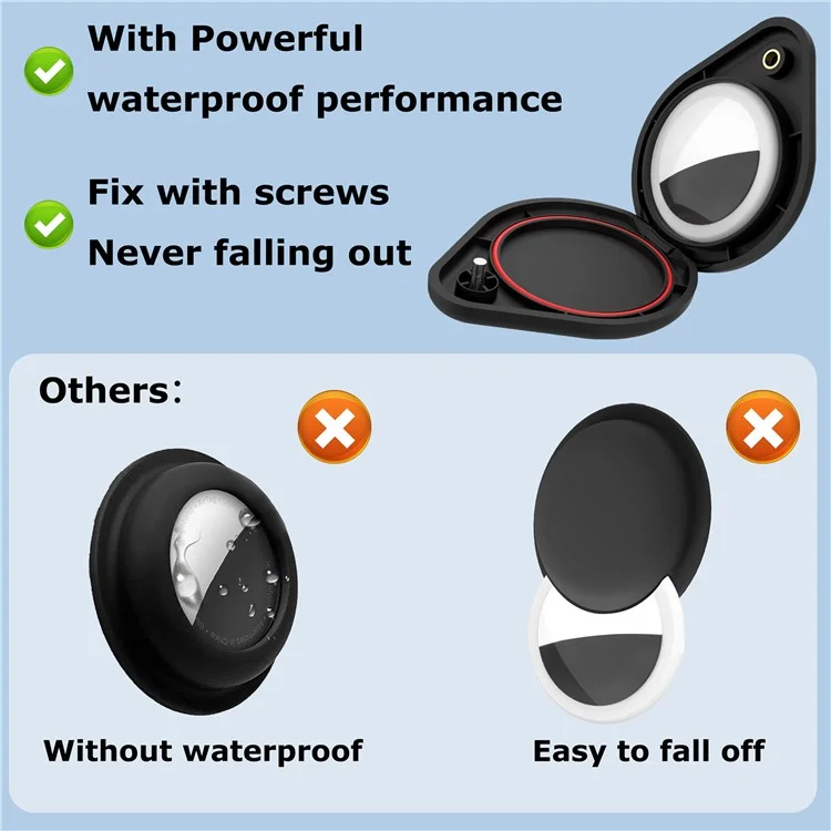 Para la Caja de Rastreador de Airtag Bluetooth Gotas de Agua PC+Metal Water Water Cover Con Película Protectora