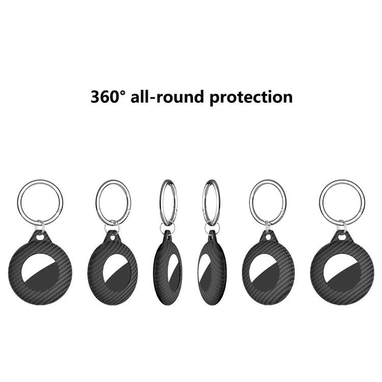 Für AirTag Bluetooth Tracker Case Carbon Fiber PP Stoßfeste Abdeckung mit Schlüsselanhänger, Schutzfolie