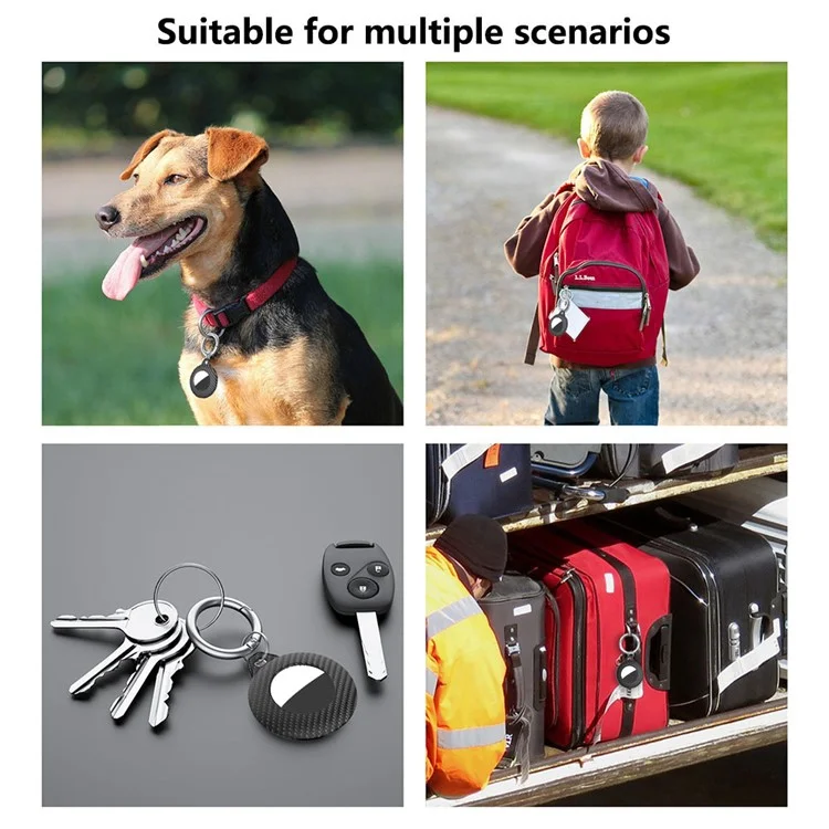 Für AirTag Bluetooth Tracker Case Carbon Fiber PP Stoßfeste Abdeckung mit Schlüsselanhänger, Schutzfolie