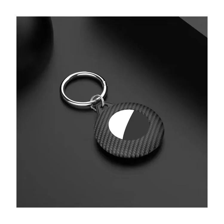 Für AirTag Bluetooth Tracker Case Carbon Fiber PP Stoßfeste Abdeckung mit Schlüsselanhänger, Schutzfolie