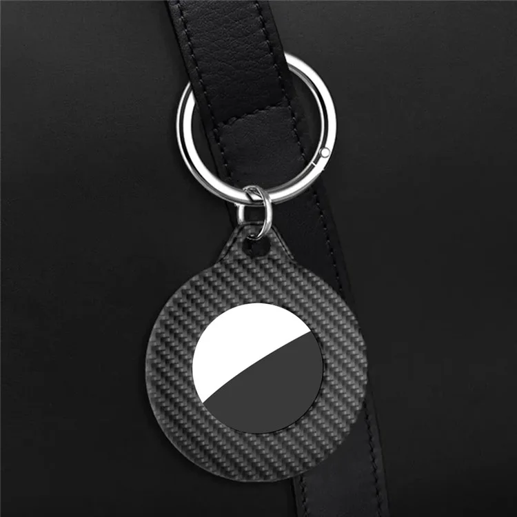 Für AirTag Bluetooth Tracker Case Carbon Fiber PP Stoßfeste Abdeckung mit Schlüsselanhänger, Schutzfolie