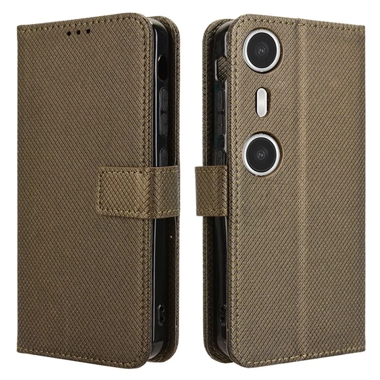 Pour Xreal Beam Pro Case pu Leather Diamond Texture Texture Portefeuille Couverture Téléphone - Brun