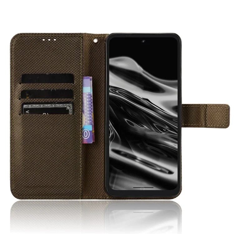 Pour Xreal Beam Pro Case pu Leather Diamond Texture Texture Portefeuille Couverture Téléphone - Brun