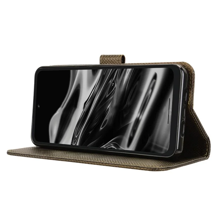 Pour Xreal Beam Pro Case pu Leather Diamond Texture Texture Portefeuille Couverture Téléphone - Brun