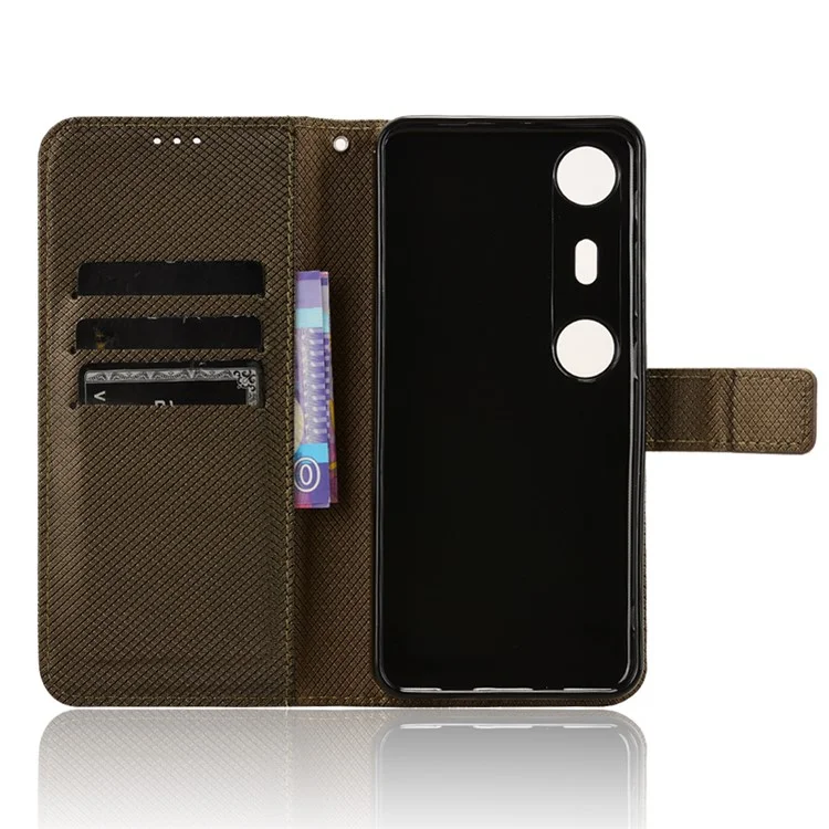 Pour Xreal Beam Pro Case pu Leather Diamond Texture Texture Portefeuille Couverture Téléphone - Brun
