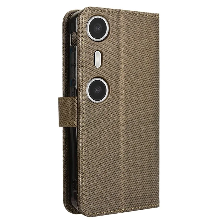 Pour Xreal Beam Pro Case pu Leather Diamond Texture Texture Portefeuille Couverture Téléphone - Brun