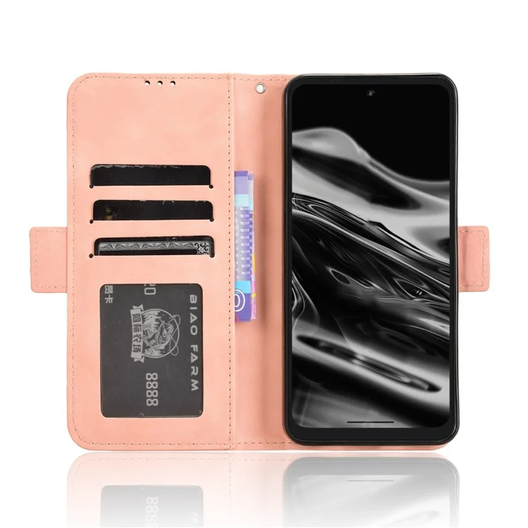 Pour le Couvercle de Portefeuille de Téléphones en Cuir Xreal Beam Pro Avec Des Emplacements de Cartes Multiples - Rose