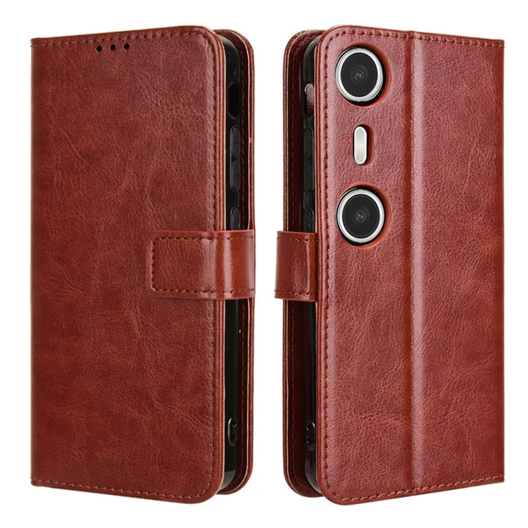Für XREAL Beam Pro Case Crazy Horse Textur PU Leder Telefon Brieftasche Abdeckung - Braun