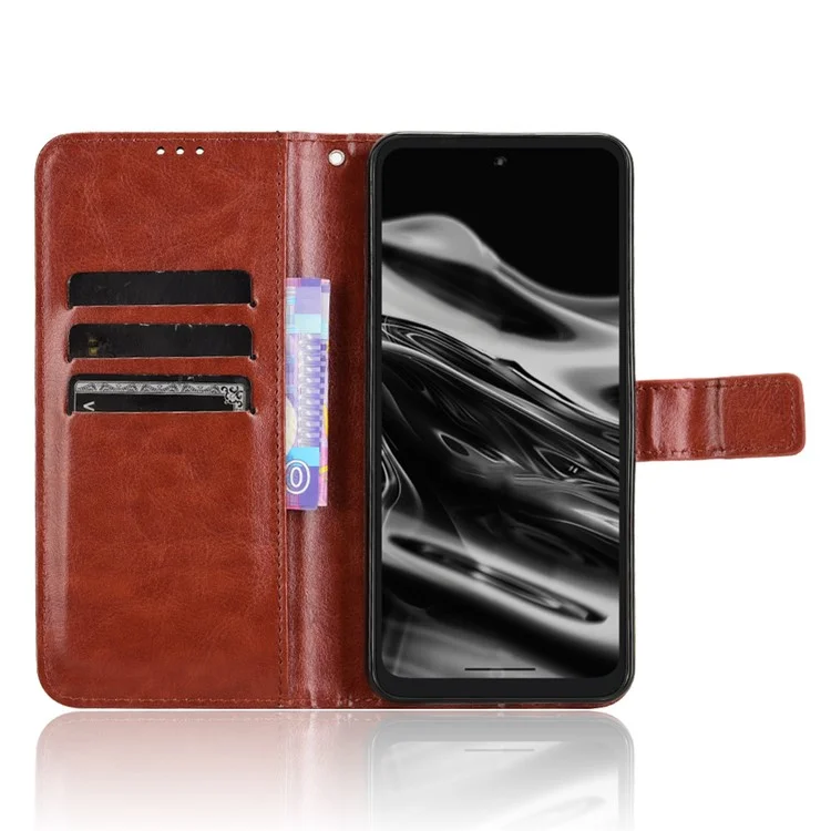 Für XREAL Beam Pro Case Crazy Horse Textur PU Leder Telefon Brieftasche Abdeckung - Braun