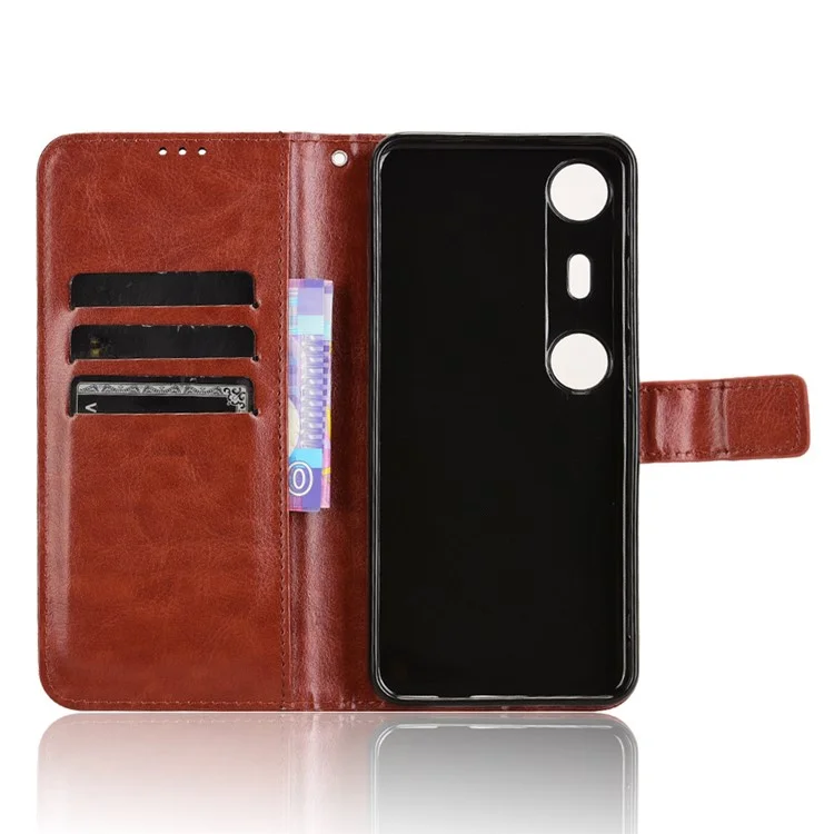 Für XREAL Beam Pro Case Crazy Horse Textur PU Leder Telefon Brieftasche Abdeckung - Braun