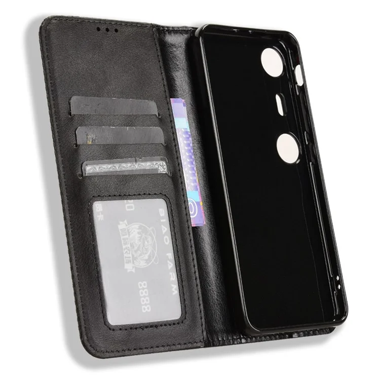 Pour XREAL Beam Pro Étui en cuir Portefeuille Support Texture rétro Housse de téléphone - Noir