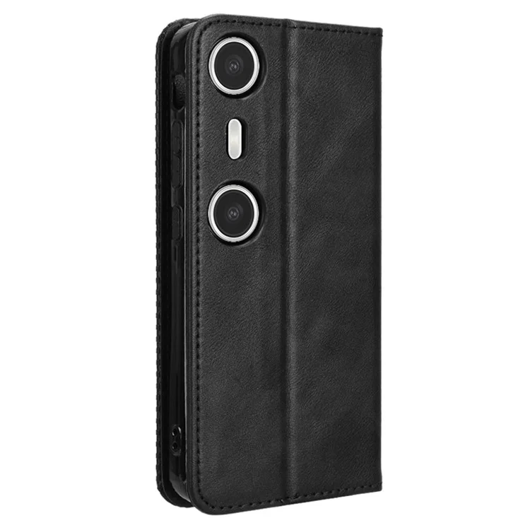Pour XREAL Beam Pro Étui en cuir Portefeuille Support Texture rétro Housse de téléphone - Noir