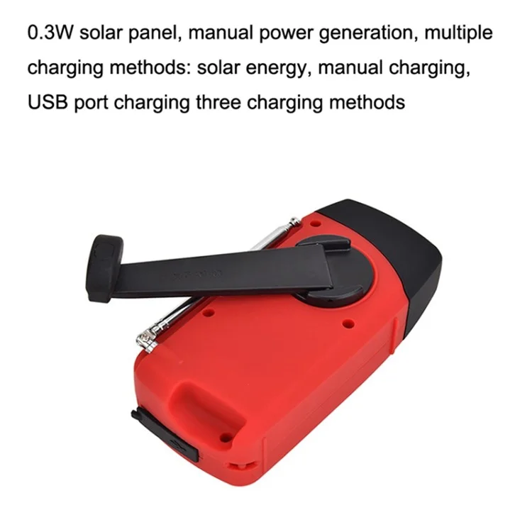 HRD-902 Outdoor Power Power Hand Crank FM / Sono / Flashlight LED Radio WB 2600mah Power Bank