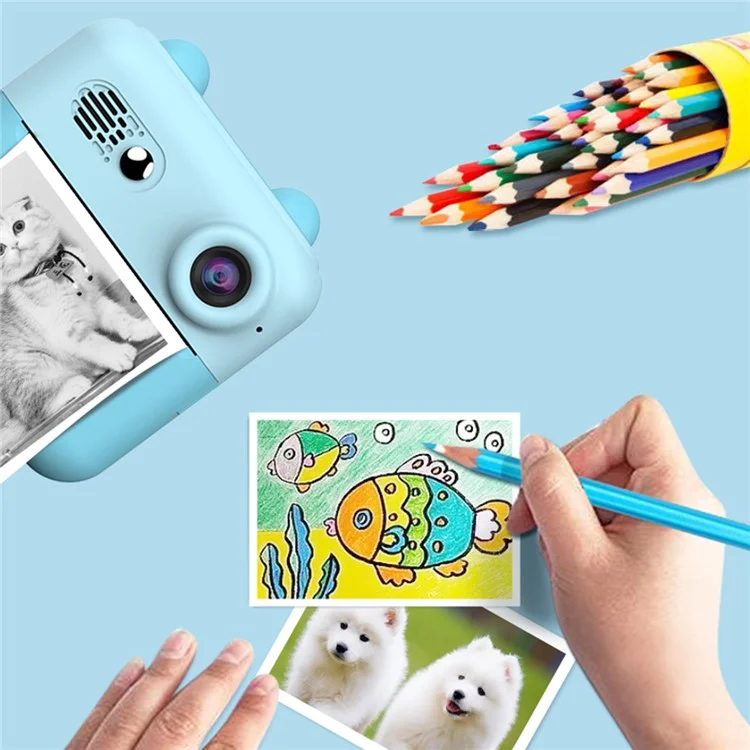 A22 2.4 Pulgadas Mini Kids HD Cámara Digital Digital Impresión de Fotografía Máquina de Impresión - Azul