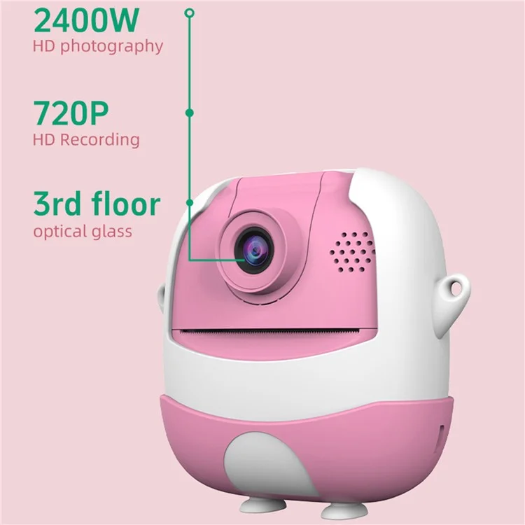 A19B Cartoon Design 2,0-дюймовый Экран Mini Kids HD Цифровая Камера Мгновенная Фотопринтер - Розовый