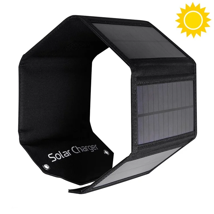 SPB5Z Foldable 5 Chargeur de Panneau Solaire 10W Chargeur Solaire Portable 5V Pour le Camping de Randonnées en Plein Air - Noir