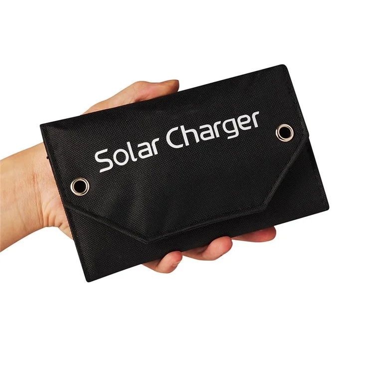 SPB5Z Foldable 5 Chargeur de Panneau Solaire 10W Chargeur Solaire Portable 5V Pour le Camping de Randonnées en Plein Air - Noir