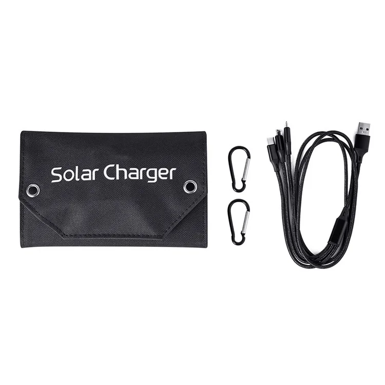 SPB5Z Foldable 5 Chargeur de Panneau Solaire 10W Chargeur Solaire Portable 5V Pour le Camping de Randonnées en Plein Air - Noir
