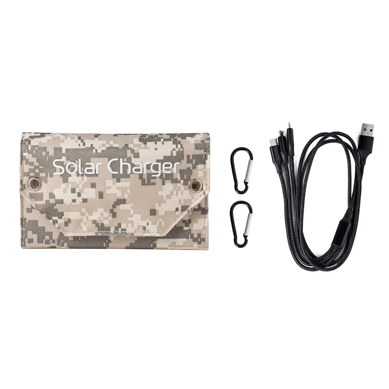 SPB6Z Foldable 6 Solar Panel Charger 12W 5V Portable Solar Charger for Outdoor Hiking Camping - Camouflage