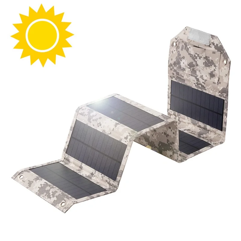 SPB6Z Foldable 6 Solar Panel Charger 12W 5V Portable Solar Charger for Outdoor Hiking Camping - Camouflage