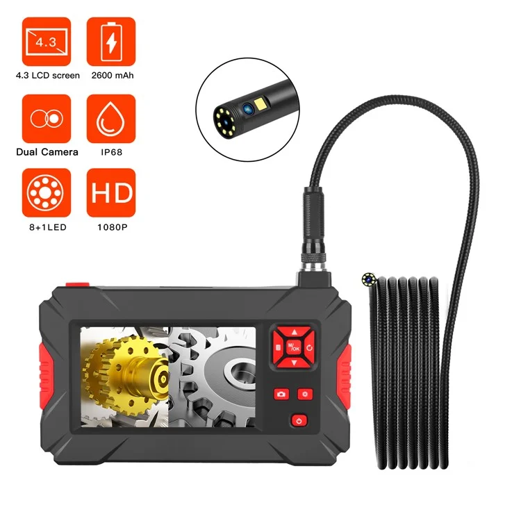 P30 3m Camera Endoscopio Con Serpente Con Leggera Lente Doppia da 8 mm IP68 Ispezione Imperamento Per Auto
