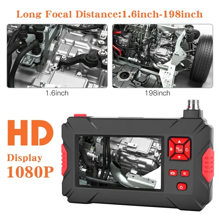 P30 1m Snake Endoscope Camera with Light 8mm Dual Lens IP68 Waterproof Inspection Camera for Car