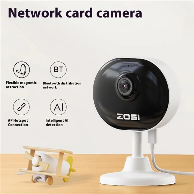 ZOSI C688 Night Vision AI Camera 2.4G Wifi / Bluetooth-compatible H.265 2MP HD Surveillance Camera (Without Memory) - US Plug