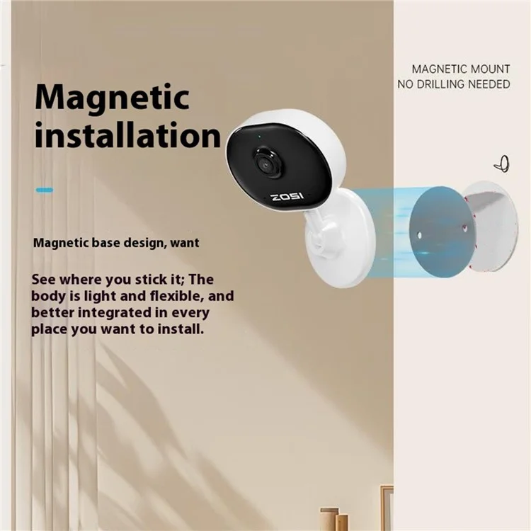 ZOSI C688 Night Vision AI Camera 2.4G Wifi / Bluetooth-compatible H.265 2MP HD Surveillance Camera (Without Memory) - US Plug