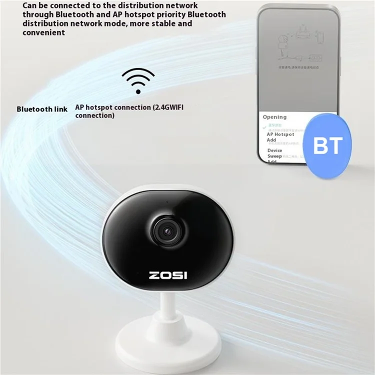 ZOSI C688 Night Vision AI Camera 2.4G Wifi / Bluetooth-compatible H.265 2MP HD Surveillance Camera (Without Memory) - US Plug