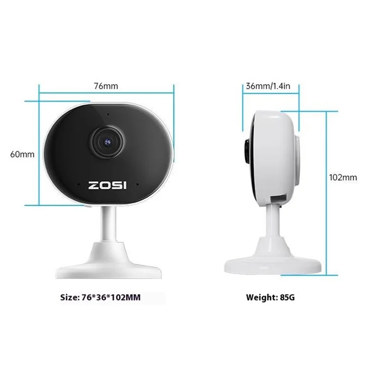 ZOSI C688 Night Vision AI Camera 2.4G Wifi / Bluetooth-compatible H.265 2MP HD Surveillance Camera (Without Memory) - US Plug