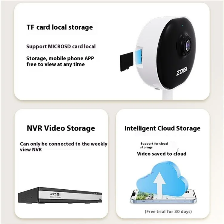 ZOSI C688 Night Vision AI Camera 2.4G WiFi / Bluetooth-compatible H.265 2MP HD Surveillance Camera (without Memory) - EU Plug