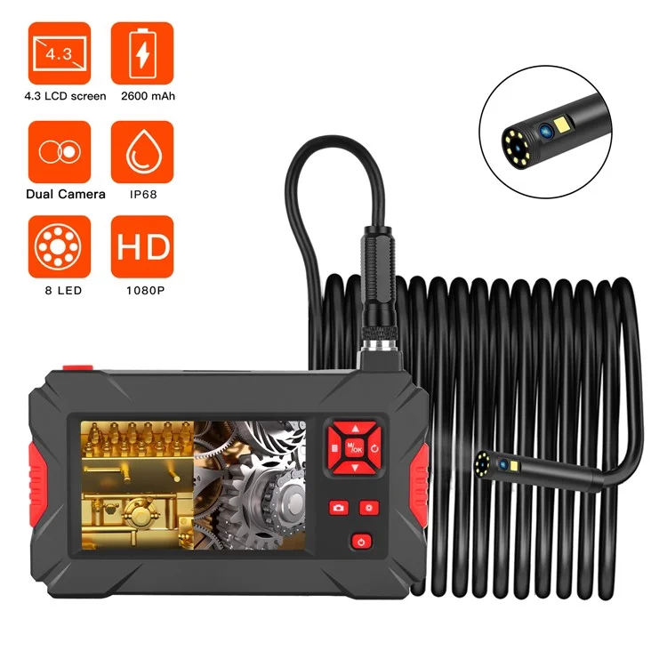 P30 2m Rigid Cord Endoscope Camera HD Borescope with 8+1 Adjustable LED Lights Inspection Camera for Car