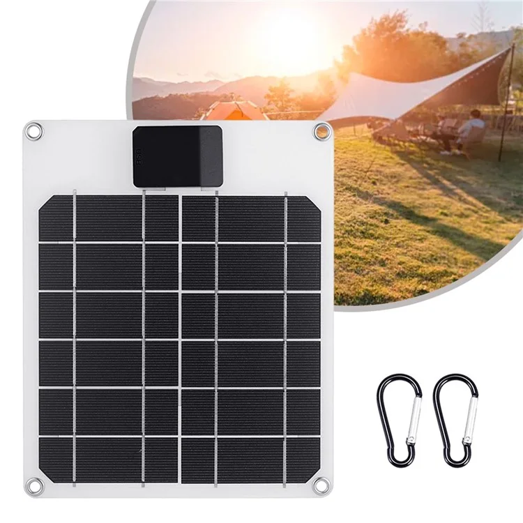GKM215 5W 5V Monocrystalline Solar Panel Charger USB Port Portable for Cell Phone Camping Hiking Travel - Blue