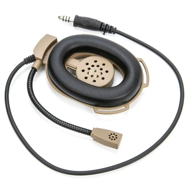 For Yaesu Vertex VX-6R / VX-7R / VX-120 / VX-127 HD01 Two Way Radio 7.1mm Headset Walkie Talkie Headphone with U94 PTT Adapter - Brown