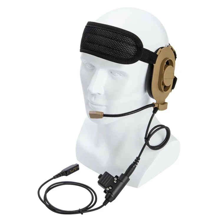 For Sepura STP8038 / STP8035 / STP8030 / Sepura STP8000 Single Ear HD01 7.1mm Walkie Talkie Headset with U94 PTT Adapter - Brown