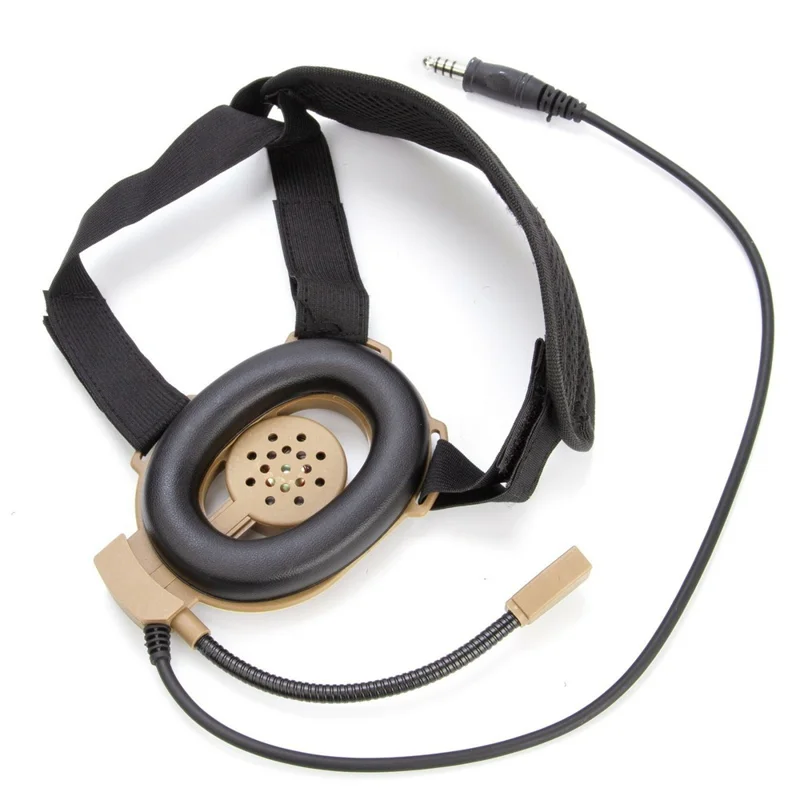 For Yaesu Vertex VX-5R / VX-3R HD01 Two Way Radio Headset Walkie Talkie 7.1mm Headphone with U94 PTT Adapter - Brown