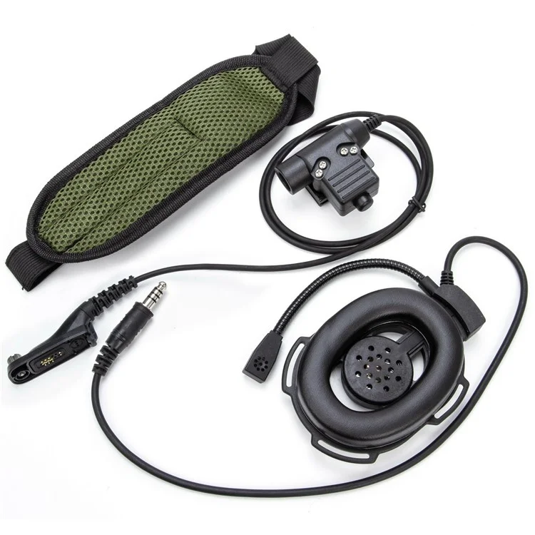 Für Motorola Xir P8268 / Xir P8260 / APX-8000 / APX-7000 HD01 Walkie Talkie Headset 7.1mm Einzelohrkopfhörer Mit U94 Ptt-adapter - Schwarz