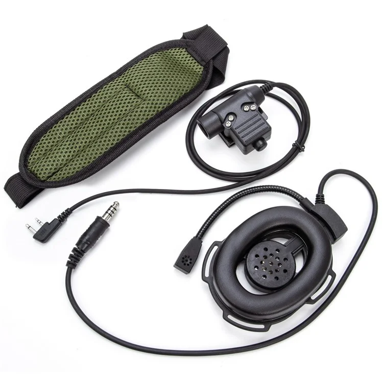Para ICOM IC-V82 / IC-V80 / IC-V8 HD01 Bowman Elite II Walkie Talkie 7,1mm Headset de Ouvido Único Com Adaptador U94 PTT - Preto