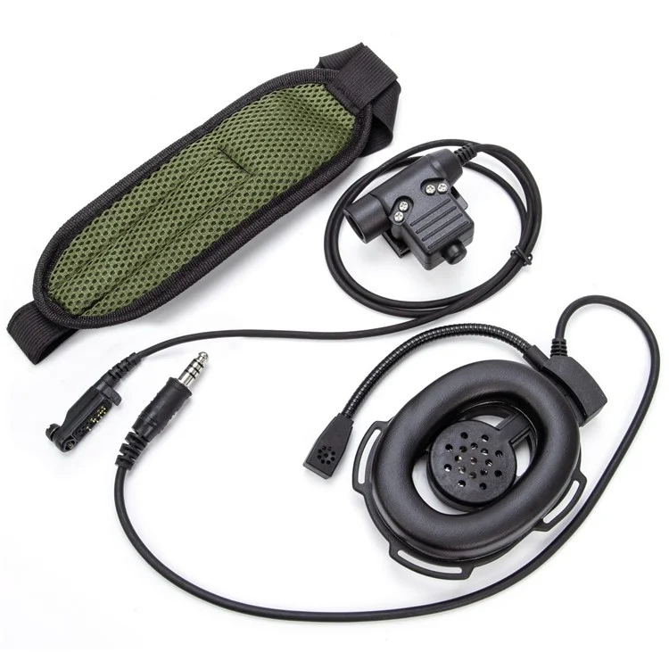 Pour Hytera PD680 / X1p / PD660 / PD600 / AR685 HD01 Single Ear Walkie Talkie 7,1 mm Casque Avec Adaptateur PTT U94 - Noir
