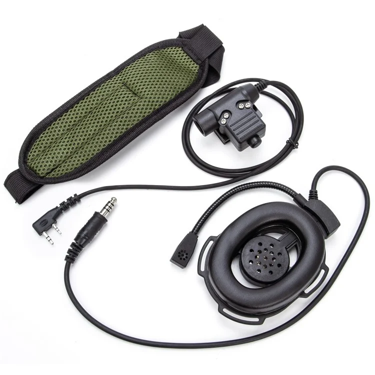 Para Baofeng UV-5R HD01 Bowman Elite II de Duas Maneiras Walkie Talkie 7,1mm Fone de Ouvido Com Adaptador U94 PTT - Preto