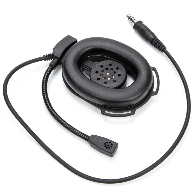 Para Baofeng UV-5R HD01 Bowman Elite II de Duas Maneiras Walkie Talkie 7,1mm Fone de Ouvido Com Adaptador U94 PTT - Preto