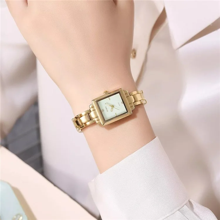 SKMEI 2315 Stylish Women Square Quartz Watch Alloy Strap Pointer Wrist Watch - Gold