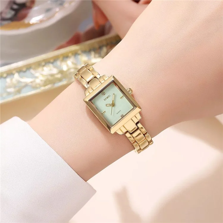 SKMEI 2315 Stylish Women Square Quartz Watch Alloy Strap Pointer Wrist Watch - Gold