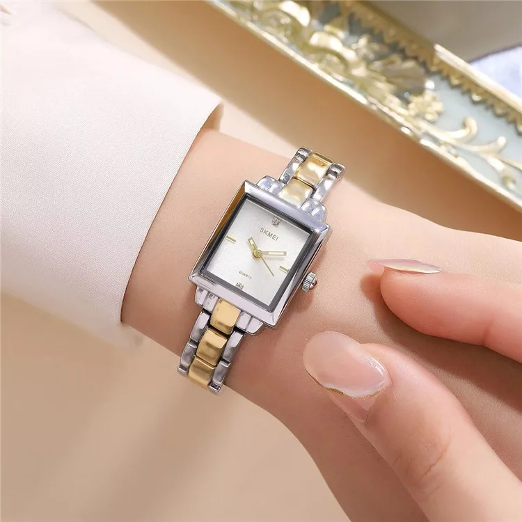 SKMEI 2315 Stylish Women Square Quartz Watch Alloy Strap Pointer Wrist Watch - Gold