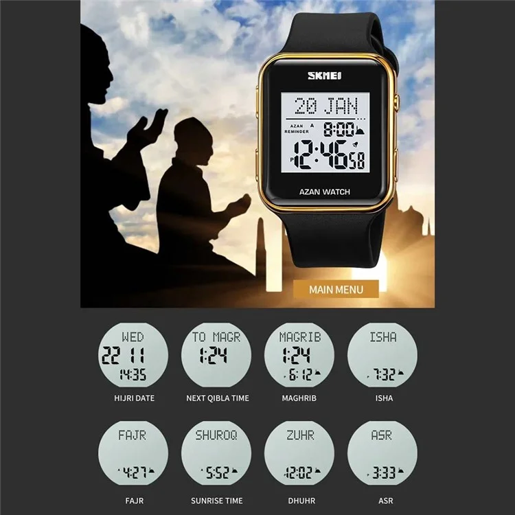 SKMEI 2211 Square Digital Watch Date Time Display Waterproof Sports Electronic Watch - Rose Gold