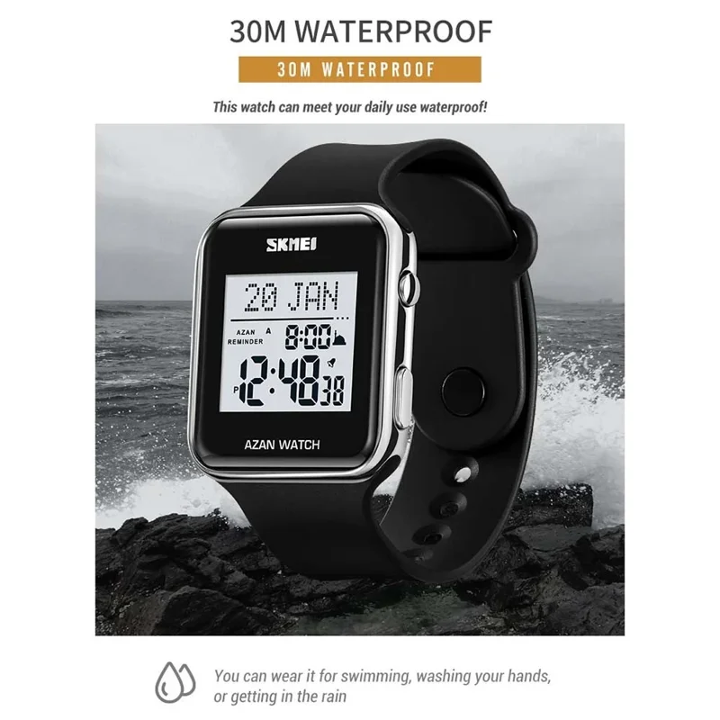 SKMEI 2211 Square Digital Watch Date Time Display Waterproof Sports Electronic Watch - Silver