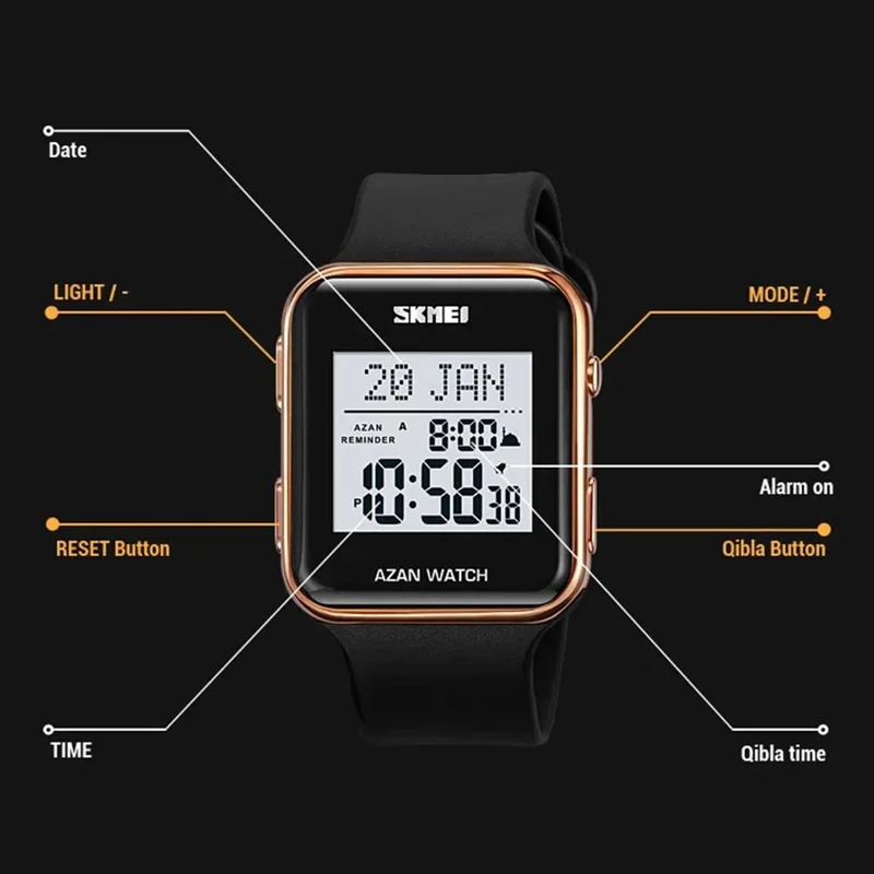 SKMEI 2211 Square Digital Watch Date Time Display Waterproof Sports Electronic Watch - Silver