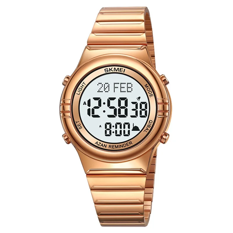 SKMEI 2200 Steel Strap Digital Watch Date Time Display Stylish Sports Electronic Watch - Rose Gold