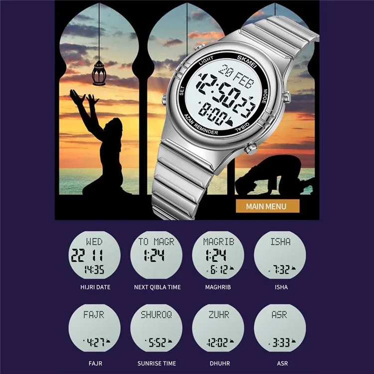 SKMEI 2200 Steel Strap Digital Watch Date Time Display Stylish Sports Electronic Watch - Rose Gold